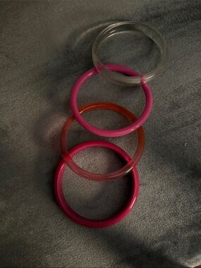 Women's Acrylic Bangle Bracelet Set - Pink, Fuchsia, Clear, Orange